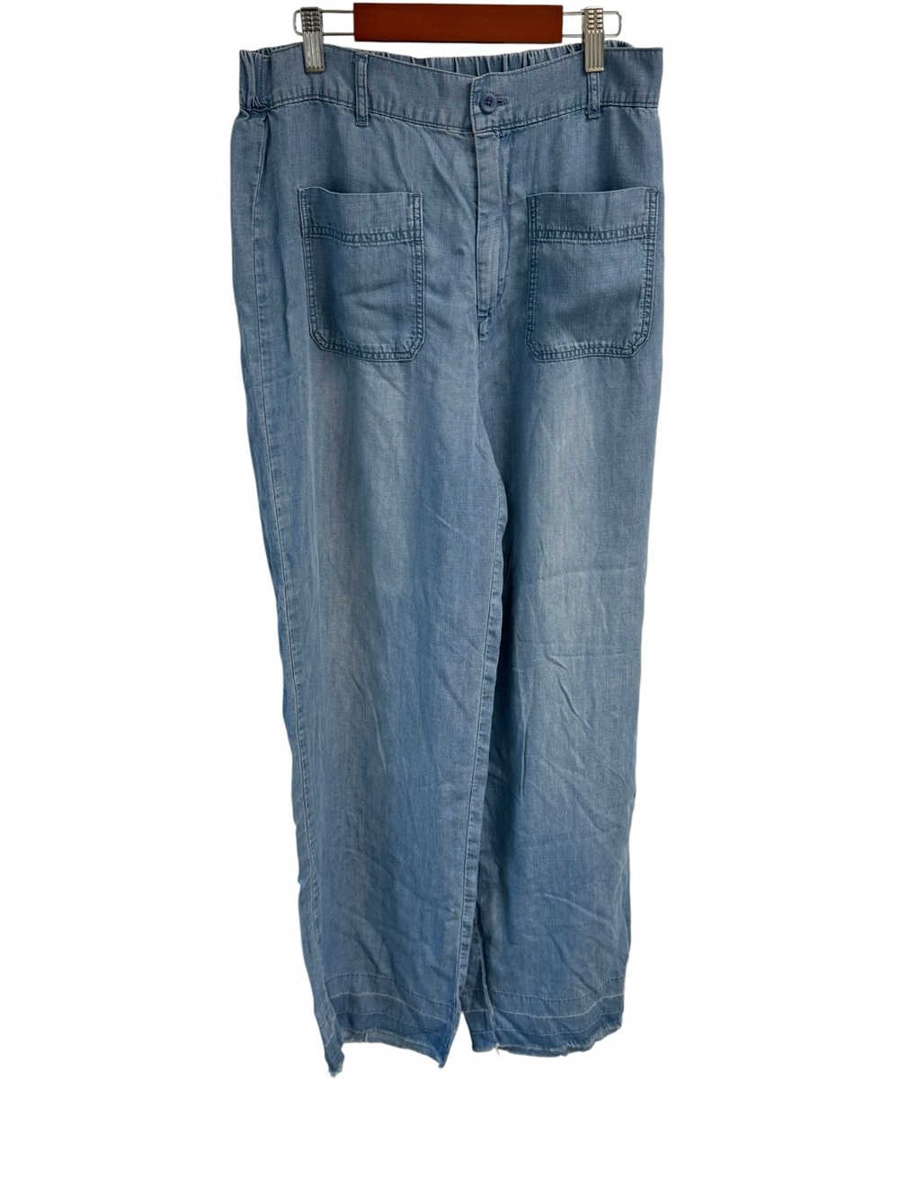 Cloth &. Stone  Light‎ Blue Women's Casual Wide Leg  Denim Jeans Un Hemmed